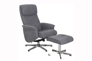 Rayna 1 Seater Recliner with Footstool - Grey