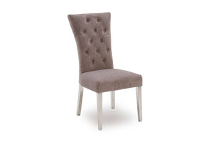 Pembroke Dining Chair - Polished Stainless Steel Taupe