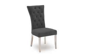 Pembroke Dining Chair - Polished Stainless Steel Charcoal