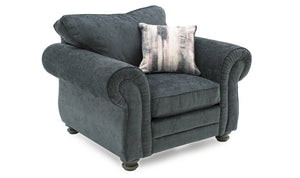 Hollins 1 Seater Fixed - Charcoal (1 scatter cushion)