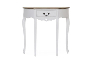 Maeve Console Table 1 Drawer Half Moon - White